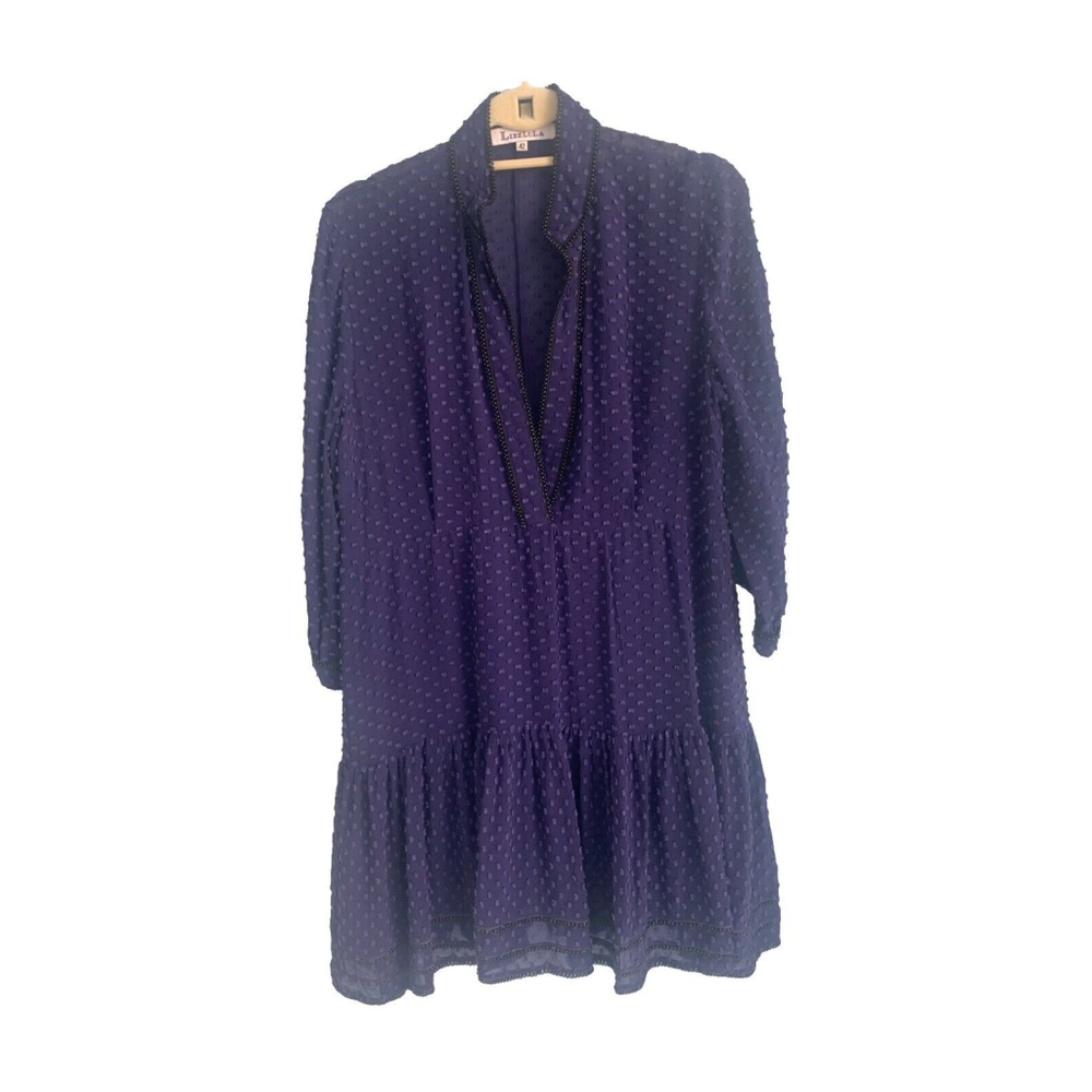 Libelula Purple Silk Beaded Sheer Dress, 42, US 8